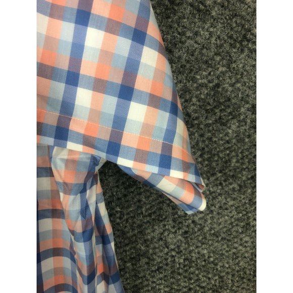 Daniel Cremieux Men's 2XL Blue Orange Check Short Sleeve Button Shirt Casual A55 - Picture 3 of 4